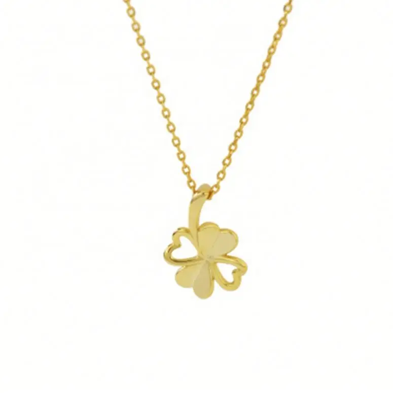 

New Four Leaf Clover Women's Necklace Simple Hollow Love Necklace, Golden