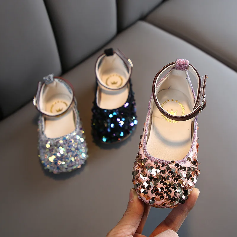 

2021 Kids High Quality Sequins Soft bottom princess Fashion sandal MS157