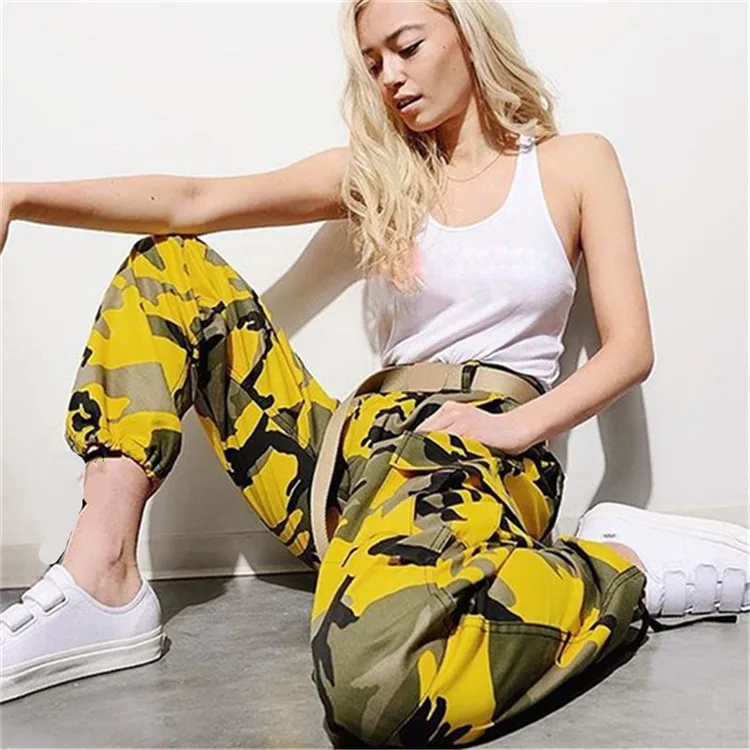 

Wholesale New Fashion Trousers Women High Waist Camouflage Tooling Casual Harem Pants, Customized color/as show