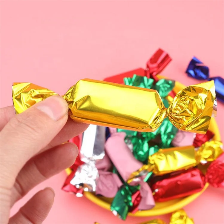 Food Grade Colored Foil Film for Toffee Candies Lollipops Twist Soft Candy Wrapping Aluminum Foil Paper