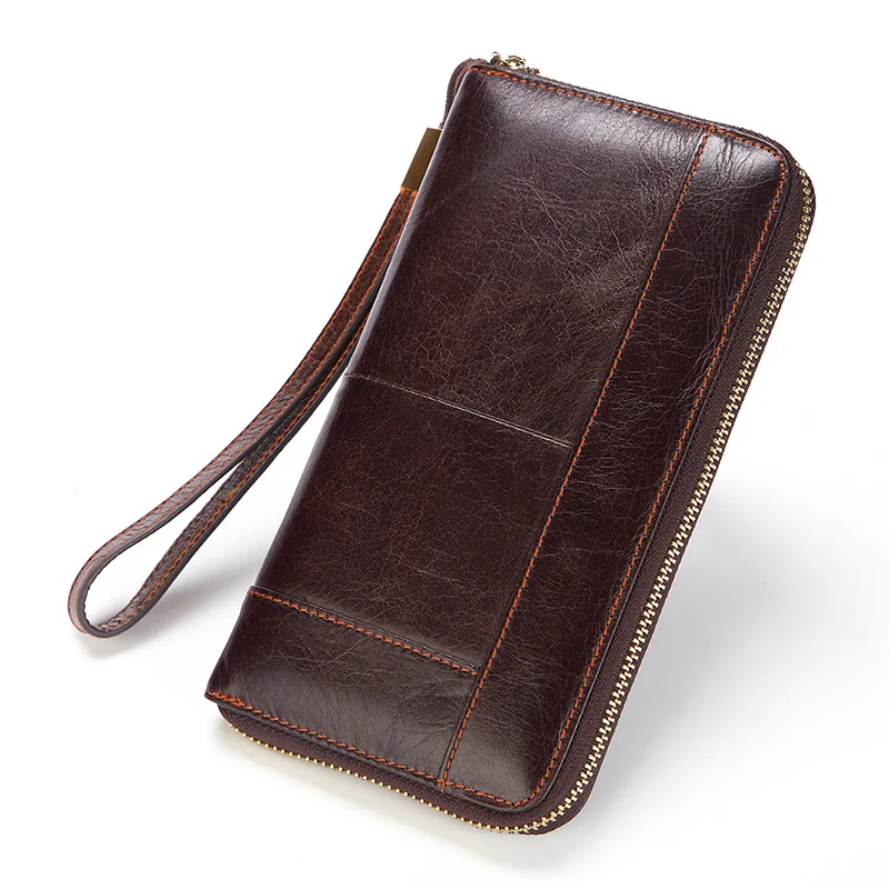 

Hot Sale Men's Long Design Handbag First Layer Genuine Leather Business Men Wallet Wholesale