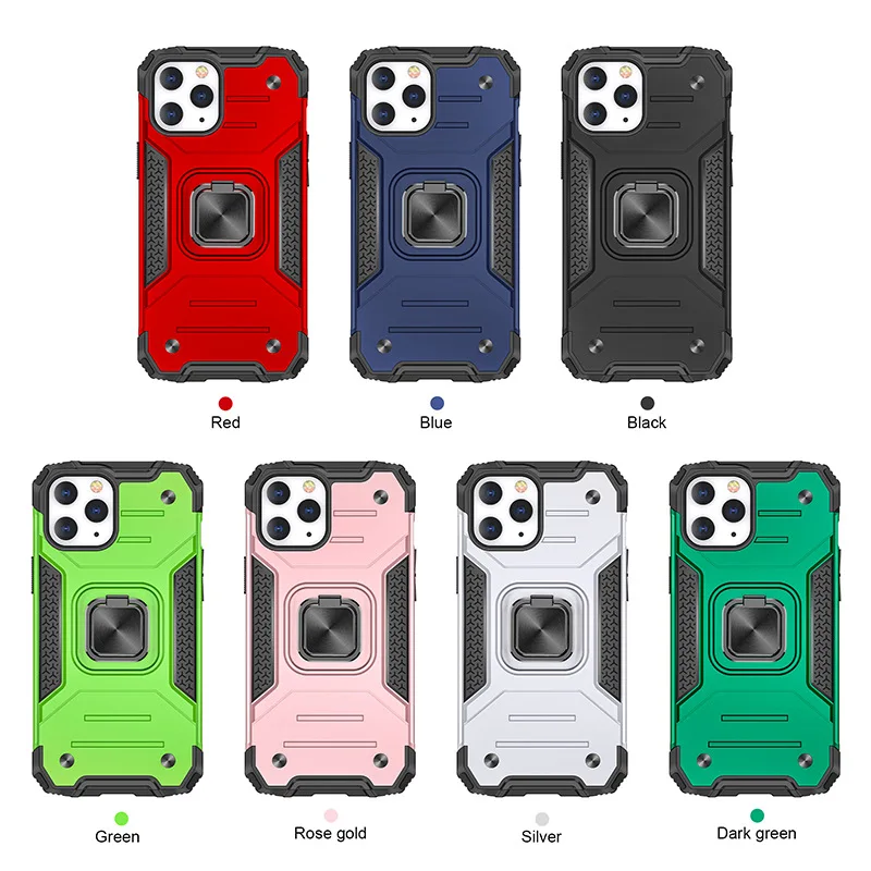 

2-in-1ring phone case For iphone 12 pro Magnetic Armor Anti-fall Mobile Phone Case, 7 colors