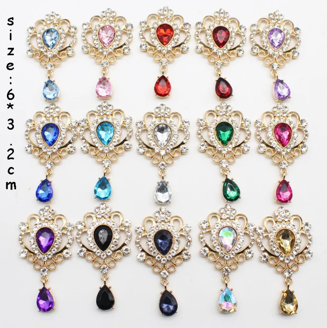 10pcs/bag 6*3.2cm Modern Metal Alloy Diamond Water Drop Buckle DIY Pendant Jewelry Clothing Brooch Headwear Accessories