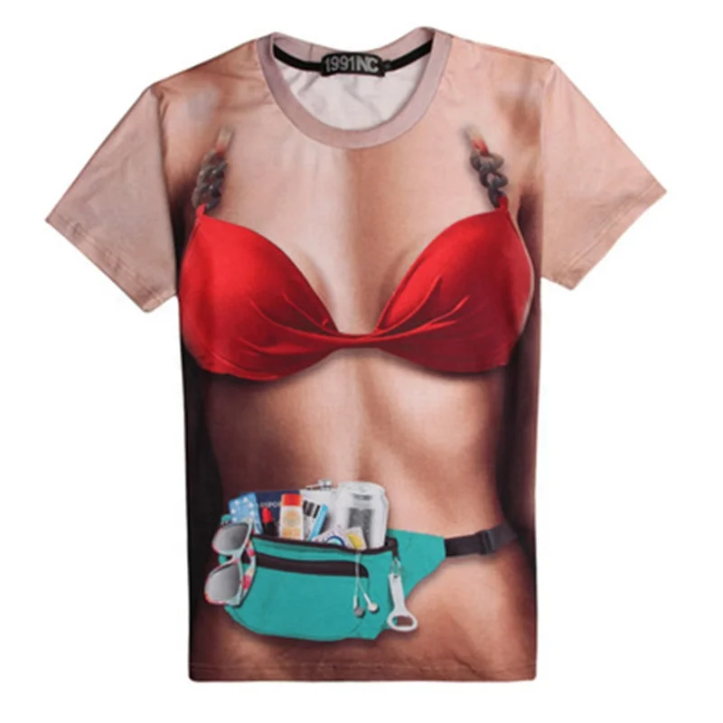 

Summer New Style 3D Beach Men's T-shirts, Champagne