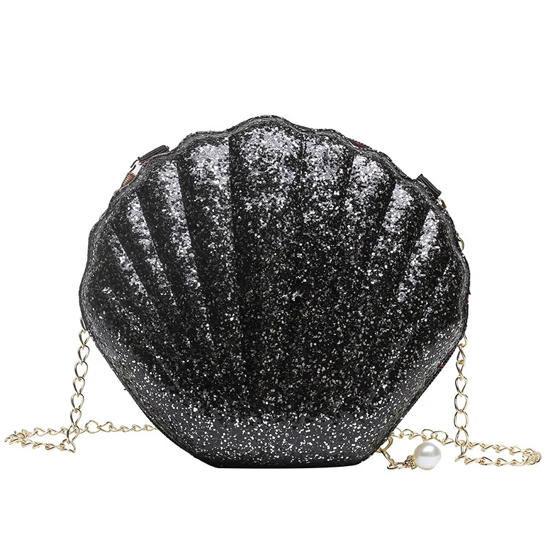 

New Women Shoulder Bag Cute Messenger Bag Shell Purse Leather Handbags Chain Bag For party, As the pics