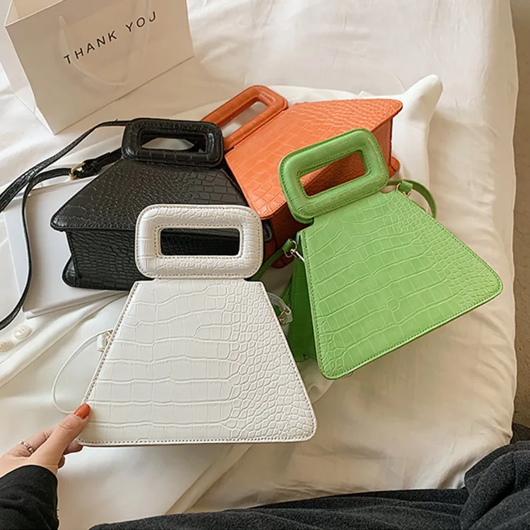 

Fashion Triangle Shape Top-Handle Purse Luxury Leather Bags Crocodile Pattern Trend Handbag for Women Fashionable, Avaliable