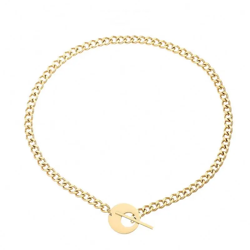 

Latest Fashion Design Simple Thick Cuban Link Gold Filled Unisex Necklace Simple Chains