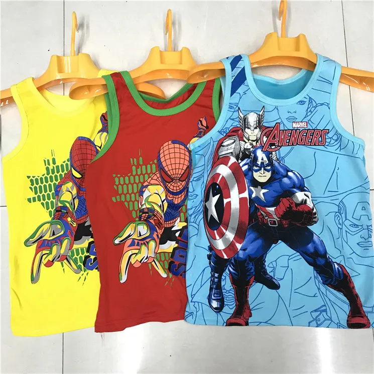 

1.32 USD BY044 High quality 5-10 years old Kids Tank Tops Slevessless carton Printed cotton summer comfortable boy singlet, Mix color