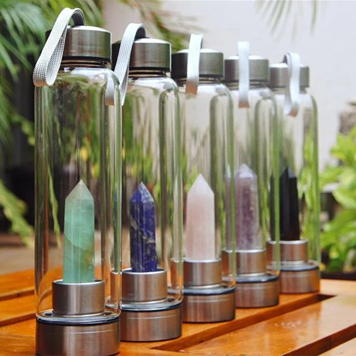 

Oem thick bottom portable tea drinking bottle double wall glass water bottle to go with infuser for water, Natural transparent color