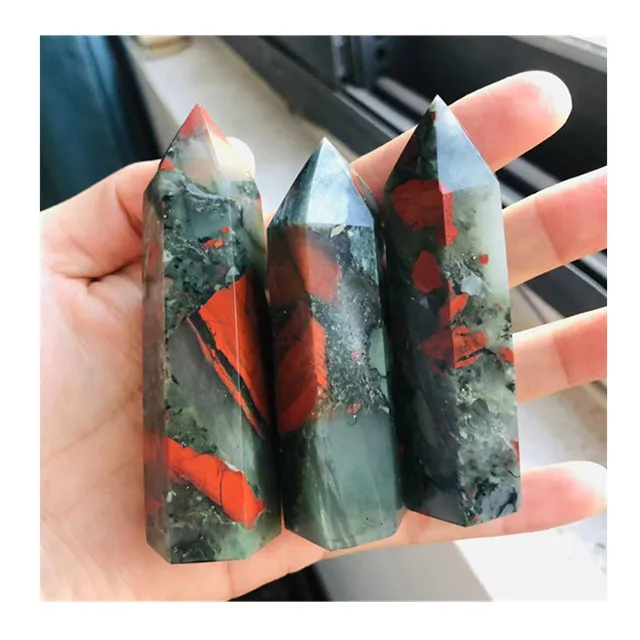 

Bulk wholesale natural crystal wand points bloodstone healing towers for home decoration