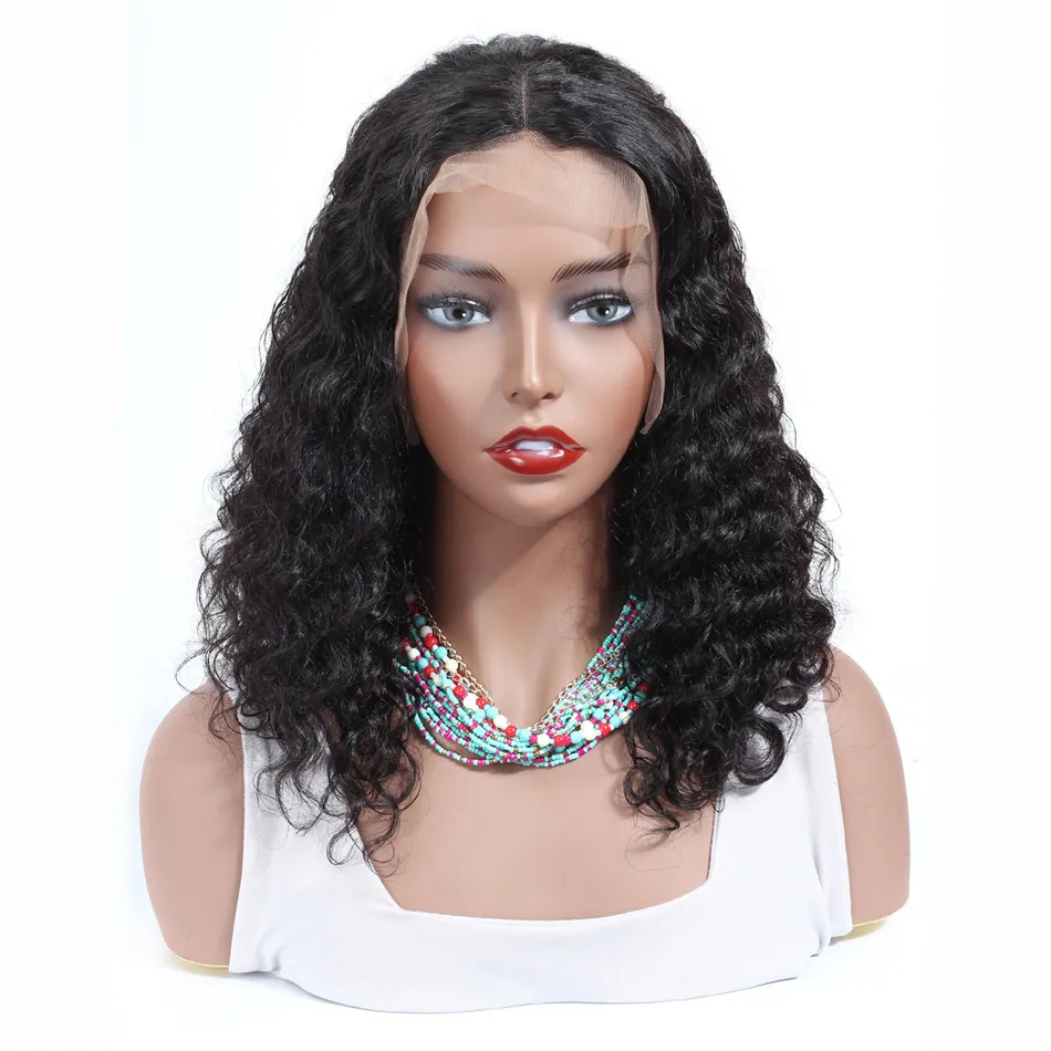 Yeswigs Deep Wave Human Hair Wig 13*4 Lace Front Short Bob,Unprocessed ...