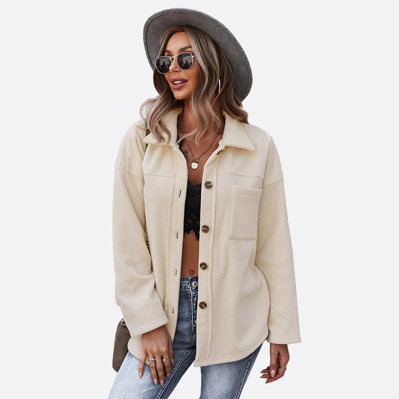

2021 New Arrival Long Sleeve warm Autumn and Winter Women's Cardigan Button Wool Female Coat