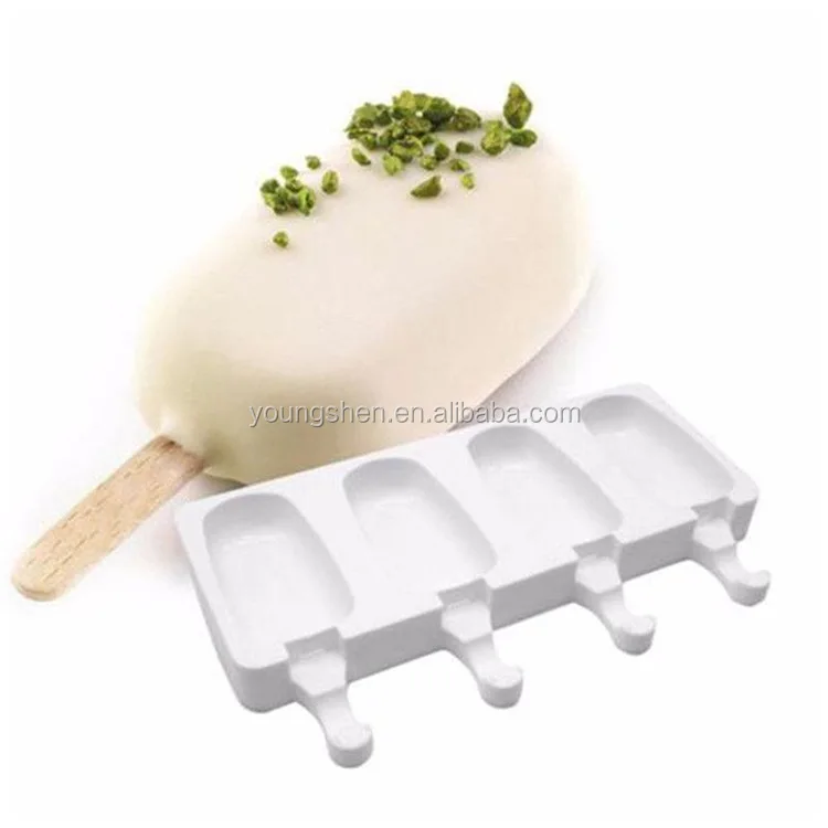 Silicone Frozen Ice Cream Mold 4 Cell Juice Popsicle Maker Ice Lolly Pop Mould 