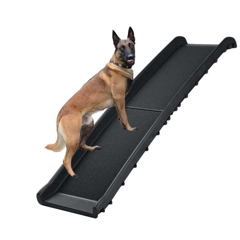 

Small Large Pet Plastic Ladder Ramps Dogs Folding Foldable Bed Adjustable & Stairs Stair Non Slip Dog Car Ramp For Car SUV, Black
