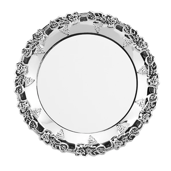 

souvenir Sublimation dish High Quality Round Metal Plate Wavy Edge with Aluminum Sheet, Silver