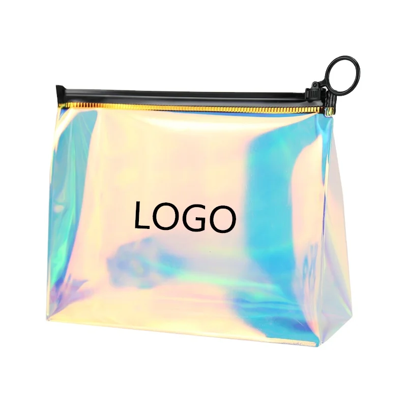 

Holographic makeup swimwear packaging pvc stand up cosmetic pouch bag