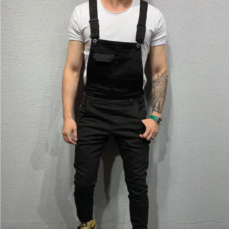 

Wholesale OEM fashion best quality men 100% cotton denim overall tapered leg jumpsuit, Customized color