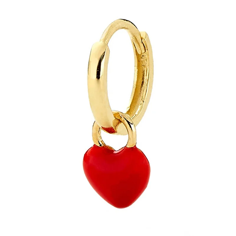 

Milskye Cross-border hot sale 925 silver plated 14K gold multicolor heart-shaped enamel huggie earrings