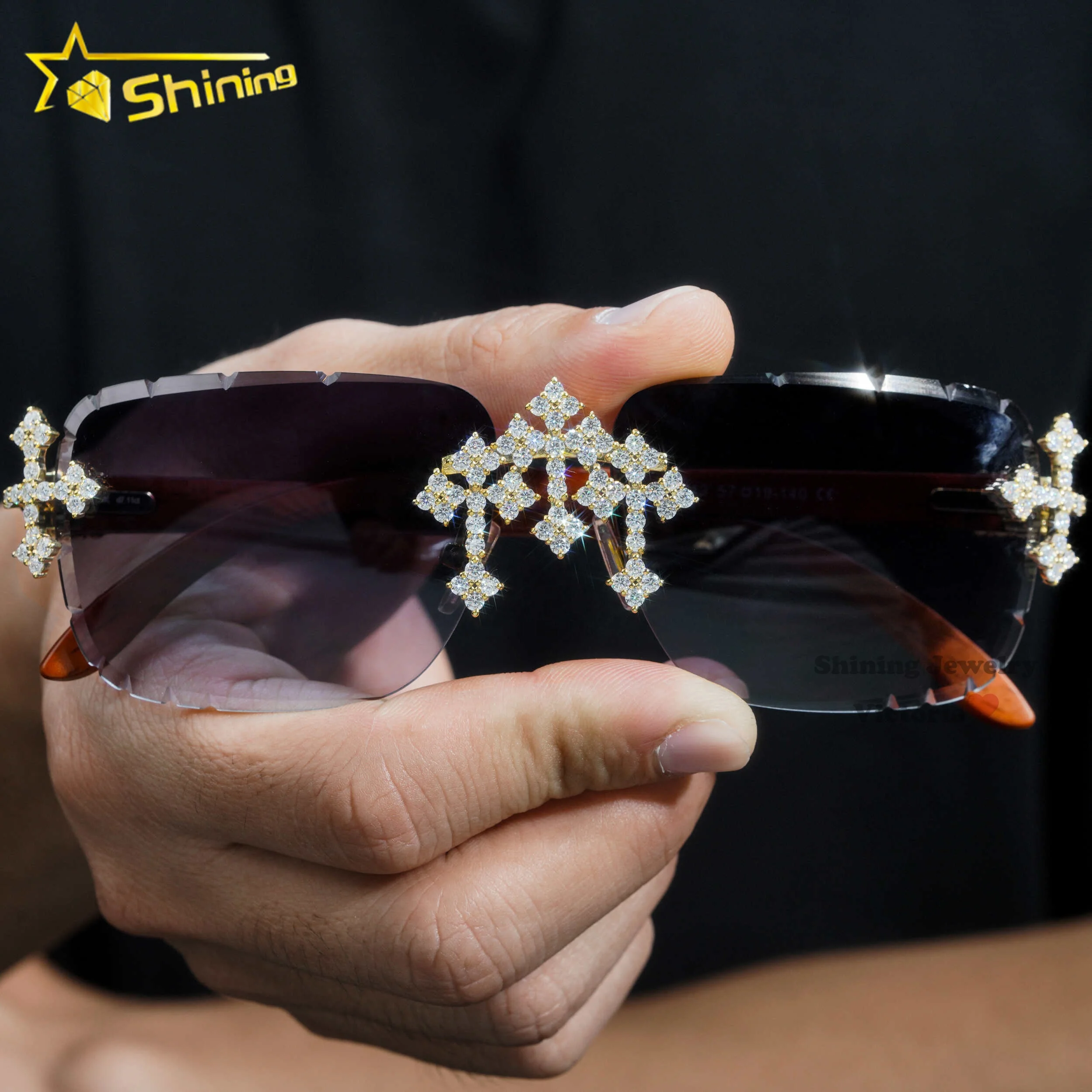 

Custom fleuree s925 moissanite sunglasses pass diamond tester featuring frames vvs moissanite diamond men iced out sunglasses