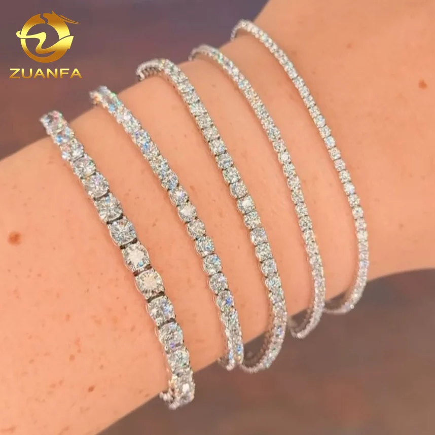 

Zuanfa jewelry wholesale price custom 10K solid gold claw set cvd hpht lab grown diamond tennis bracelet