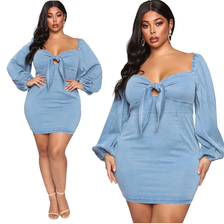 

2021 summer dress woman tops fashion plus size women clothing denim long sleeve dress scSC00175
