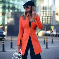 

Fashion Suit Jacket Female Deep V-Neck Metal Buckle Belt Womens Blazers And Coats Chaquetas Mujer Blazer Sex Veste