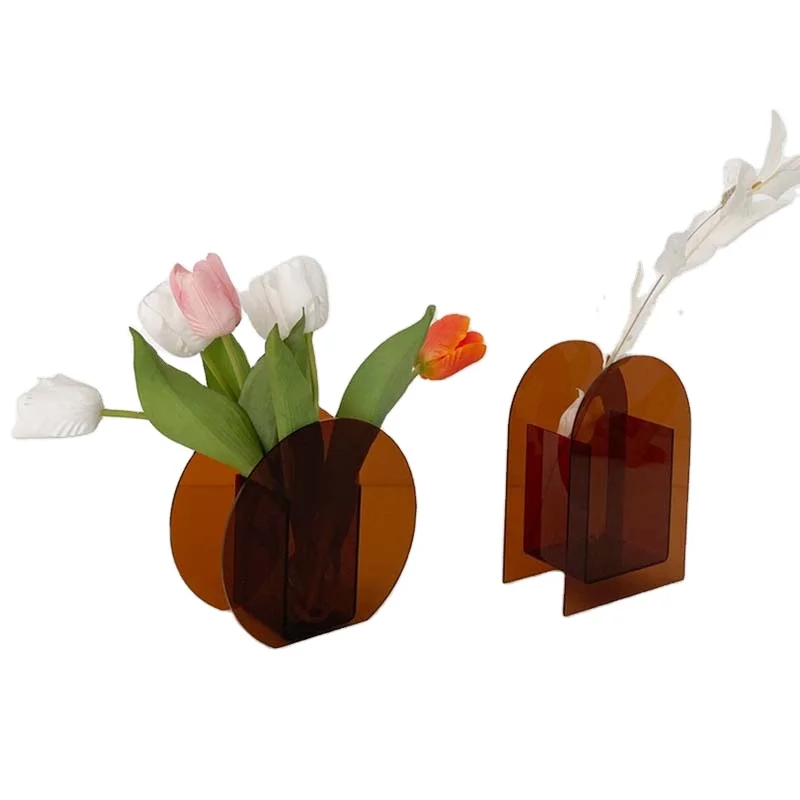 

Ruiteng wholesale nodic style colorful Acrylic flower Vase for Home Decoration Birthday Gift Wedding Supplies