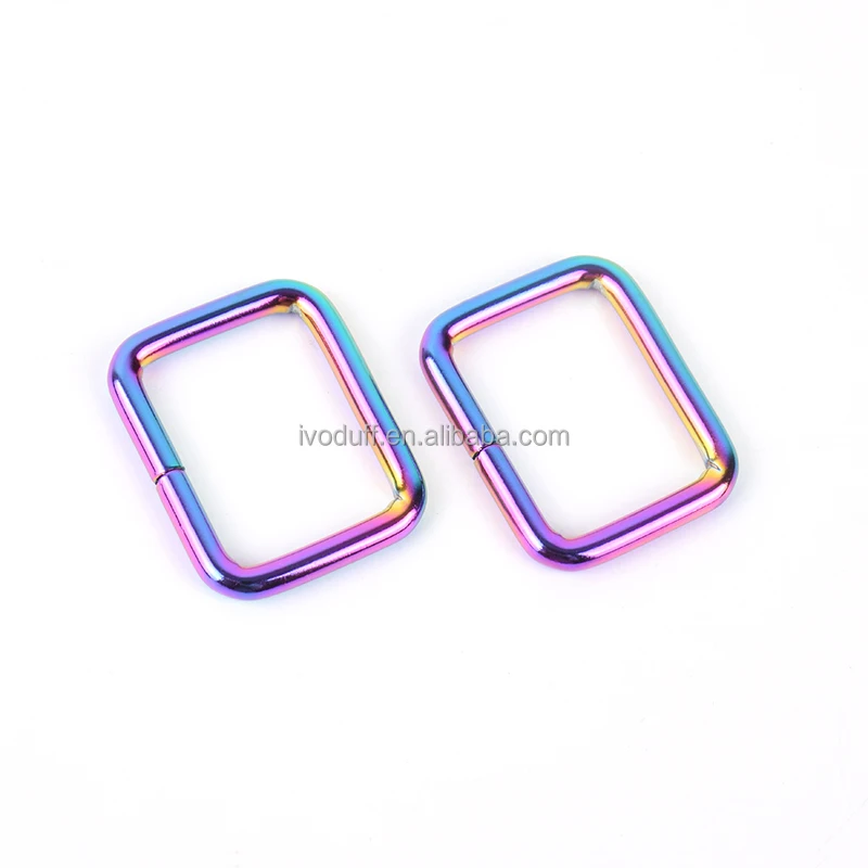 

Rainbow Color Square Ring, Metal Handbag D Shape Hook