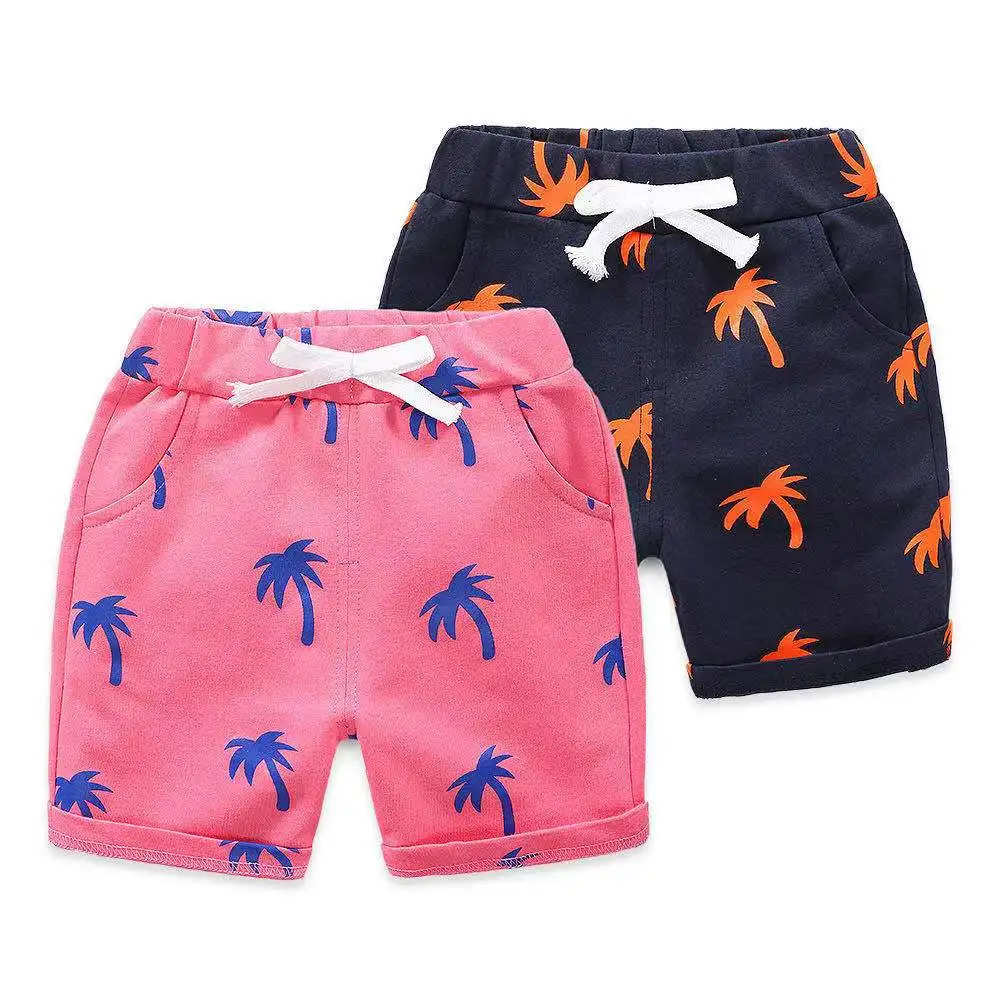 

Mudkingdom Boy summer hot shorts kids coconut tree print cotton fabric casual shorts little boys beach shorts