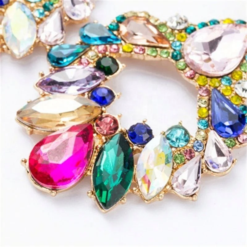 

Fashion Vintage Rhinestone Luxury Jeweled Pendant Earrings For Women by JH, Colorful