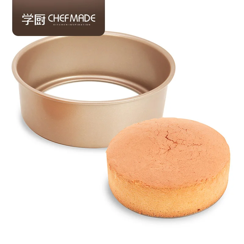 

CHEFMADE Bakeware 6-Inch Removable Loose Bottom Nonstick Quick Release Coating Chiffon Round Cake Pan for Oven Baking, Champagne gold