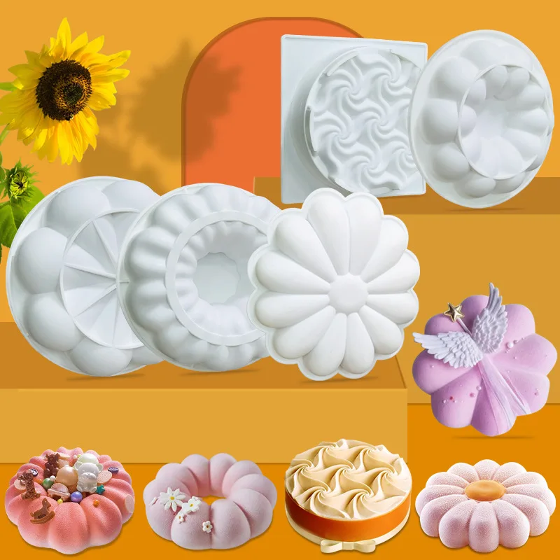 

DIY various creative flower mousse cake mold moldes de silicona para reposteria silicone pastry molds, Random