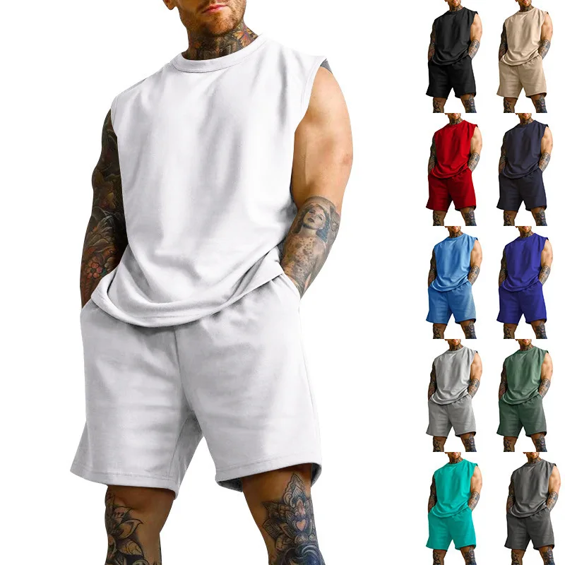 

Conyson New Fashion Exquisite Sweatsuit Sets 2023 Casual Men Tracksuit Plus Size Clothing Shorts Set Custom Logo 2 Pcs Men Set