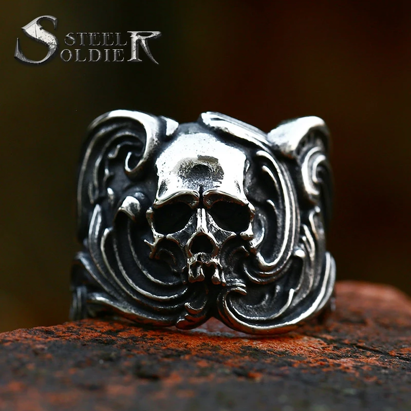 

SS8-914R Steel Soldier punk skull ring faction jewelry for man custom made skull ring