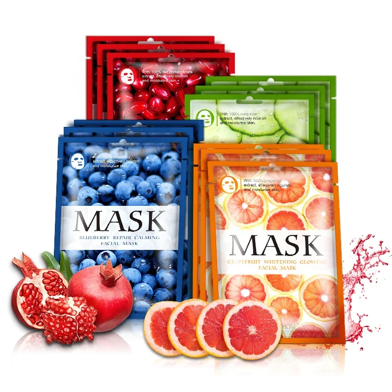

Facial Mask Skin Care Wholesale Private Label Beauty Care Natural Fruit Cucumber Blueberry Hydrate Facial Mask For Dry Skin