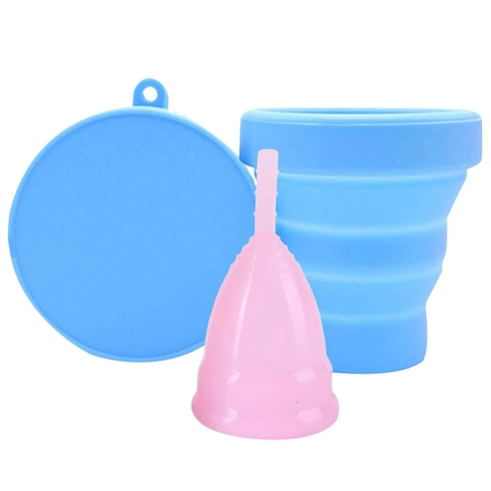 

Foldable silicone Menstrual Cups Sterilizing Cup Set, Any pantone color