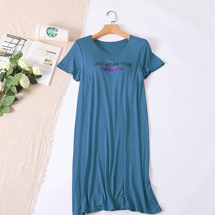 

Modal printed short-sleeved skirt with chest pad without steel ring pajamas