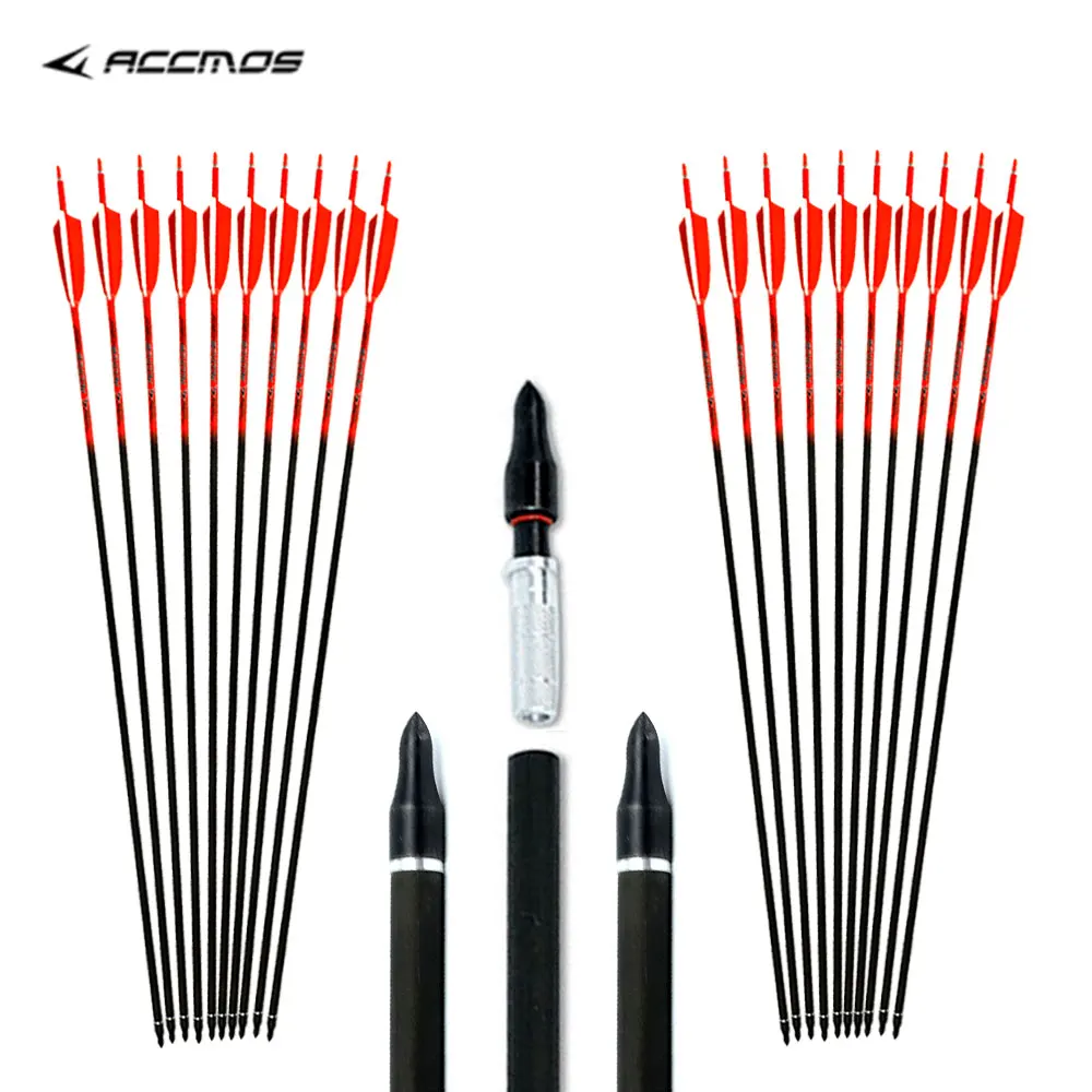 

ID 6.2 Pure carbon Archery Orange carbon spine 300-800 32 inches arrow Bow and Arrow for Hunting Archery Arrow