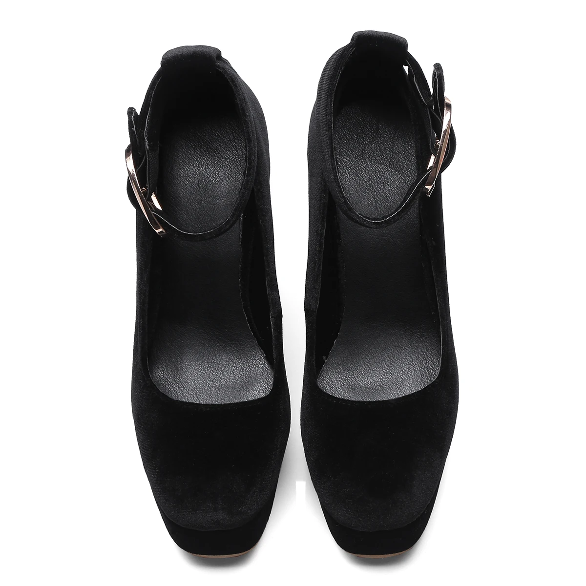 New Round Toe Soft Ankle Buckle Strap Pumps Sexy Ladies Heels