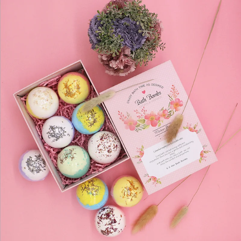 

Private Label Custom LOGO Packaging Gift Set Rich Bubble Vegan Natural Organic Colorful Fizzy Bath Bombs, Custom color