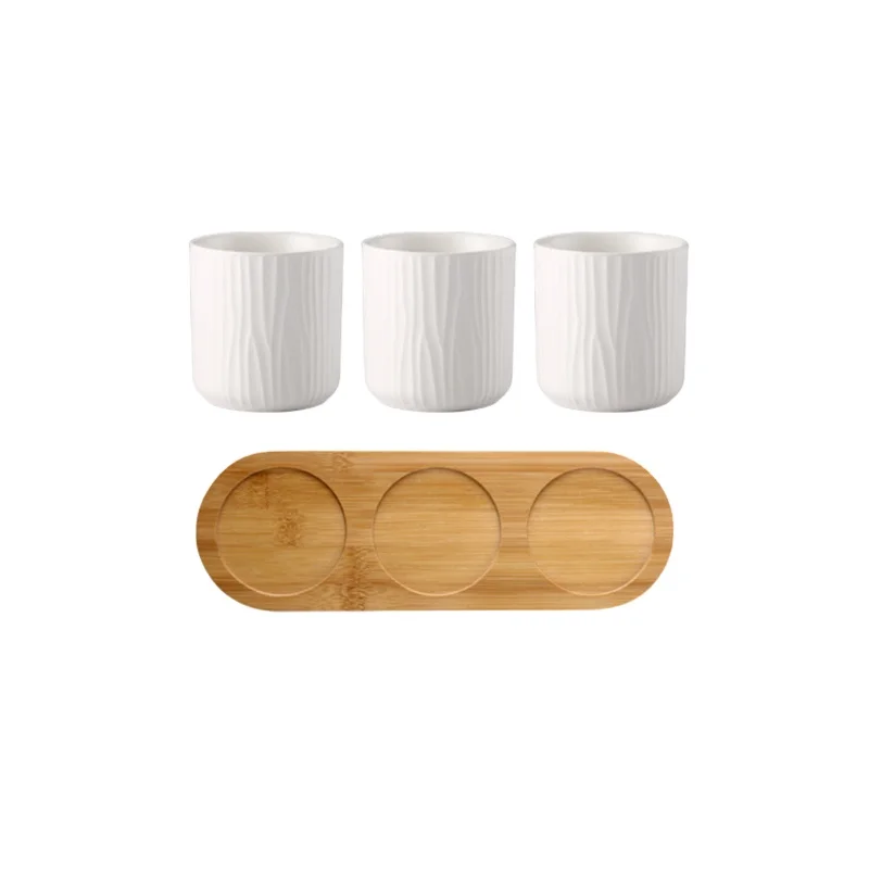 

Wholesale Nordic Style Ceramic Washing Gargle Three Piece Sets Cup With Bamboo Tray, White,gray,green