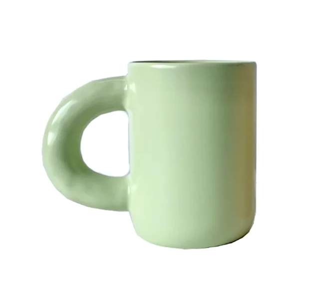 

Blue Cream pockmarked holding big ear ceramic macarone original hand  mugs, Big handle mug