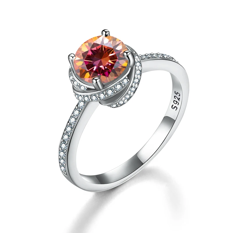 

Stylever Sparkling 1CT Moissanite gemstone Diamond Ring Women Gift 925 Sterling Silver Eternity Engagement Wedding Fine Jewelry