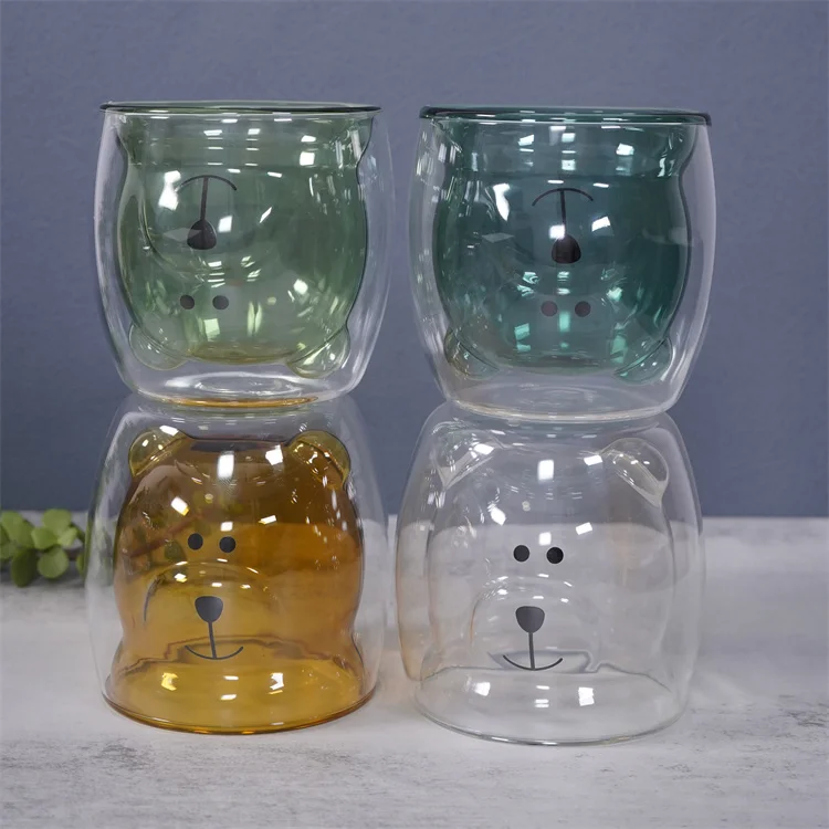 

Hot selling Christmas gifts 200ml Cute Cartoon Animal Double Wall Coffee Cups