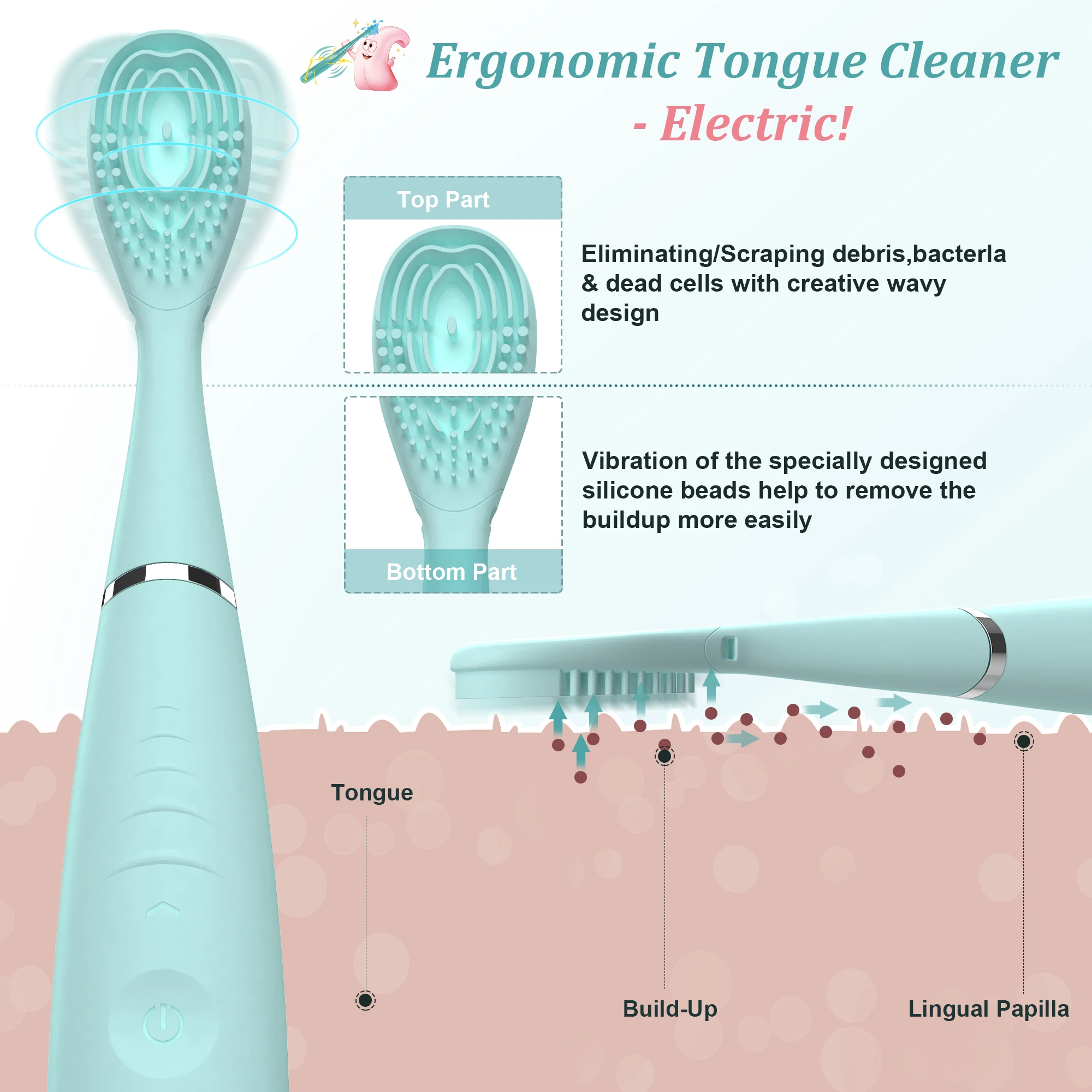 Electric Tongue Cleaner For Fresher Breath In Seconds Made By Soft