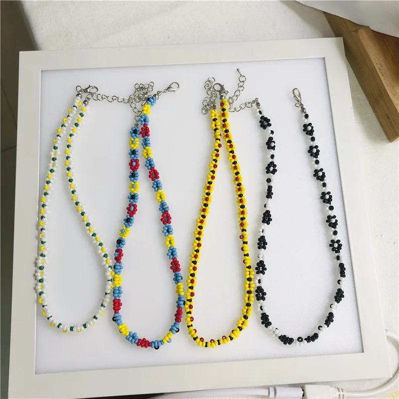 

2020 Korea Summer Sweet Flower Beads Necklace Fashion Trendy Clavicle Chain For Woman&girls