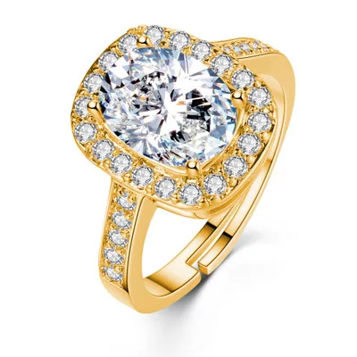 

Cheap Price Oval Zircon Ring Open Adjustable Rings For Women Rose Gold Engagement Rings