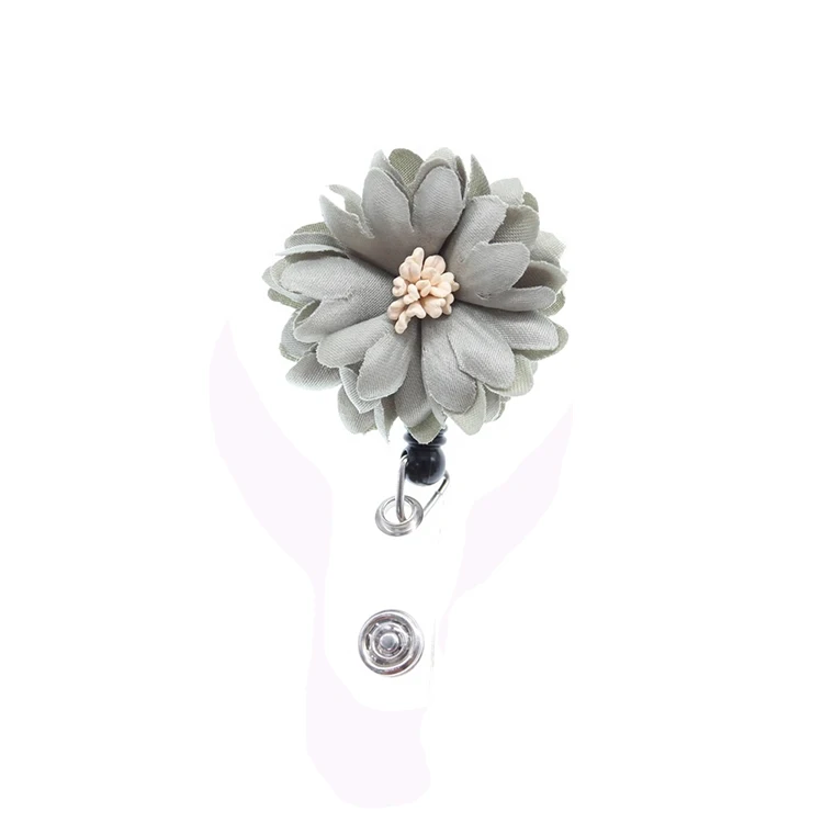 

Fashion Style Fabric Flowers Retractable ID Badge Holder/Reel, Picture