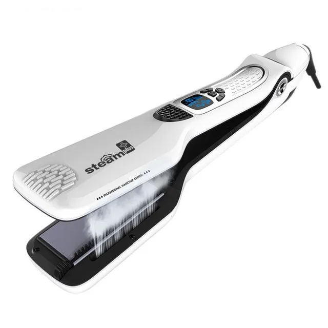 

2021 Amazon Steam customizable hair straightener flat iron for straight hair and curly hair led displays, Red white