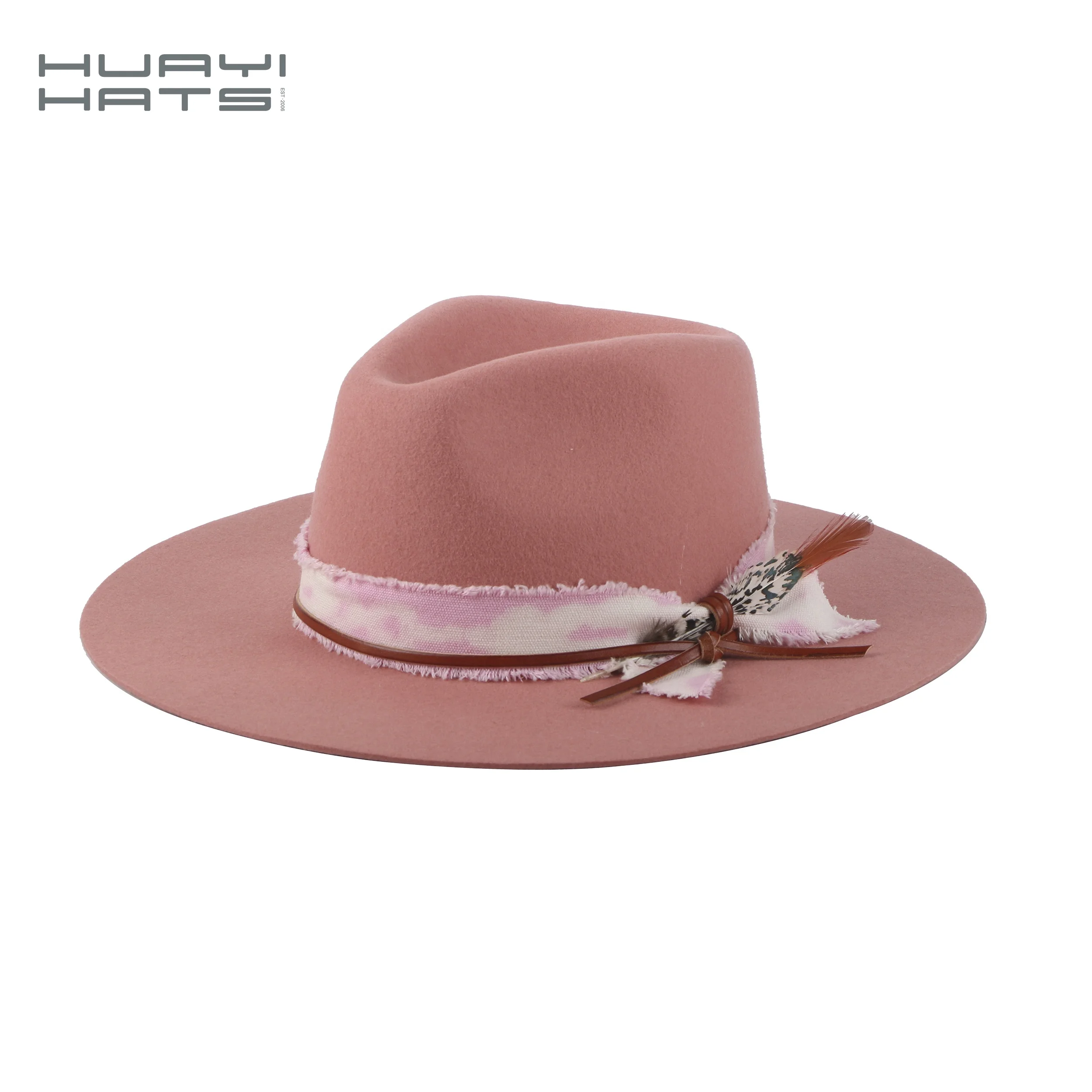 

HUAYI HATS 2023 new fashion wide brim felt fedora hats spring pink blank green